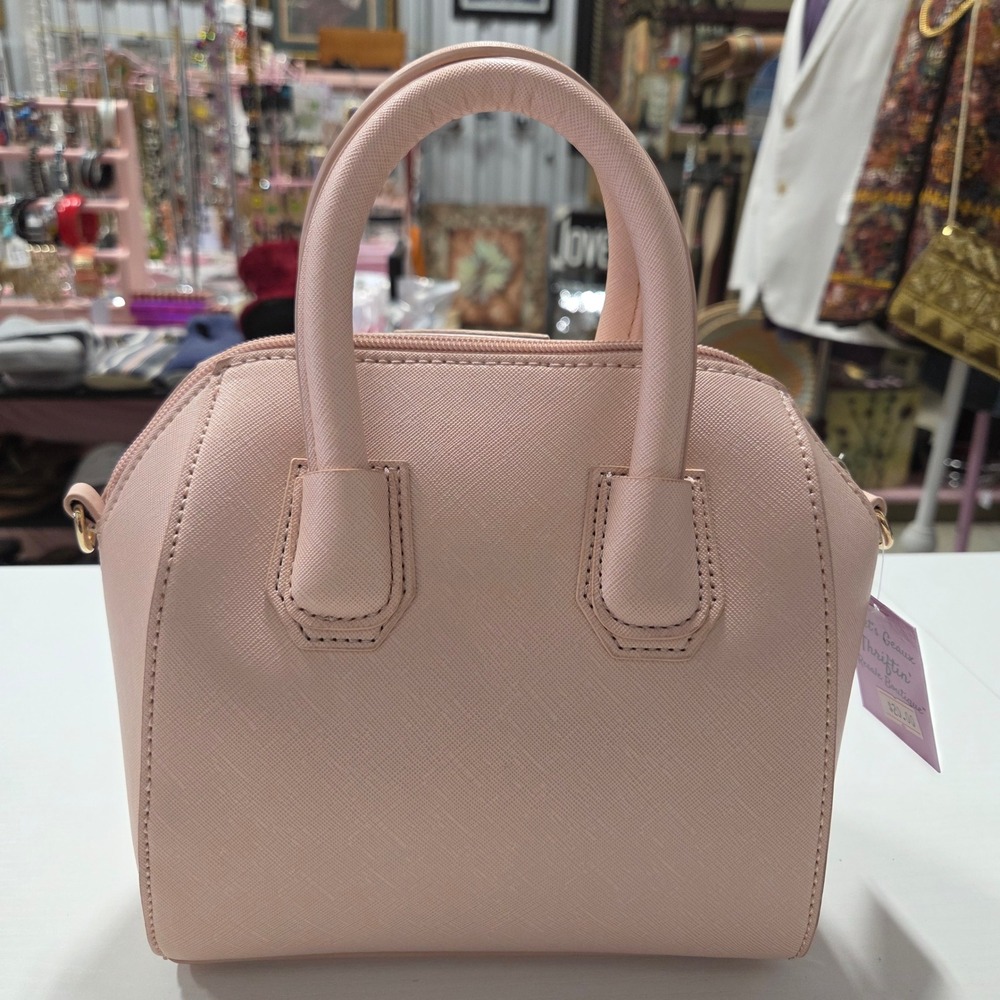 Younique Blush Pink Saffiano Satchel Crossbody Bag Gold Hardware - Picture 3 of 6